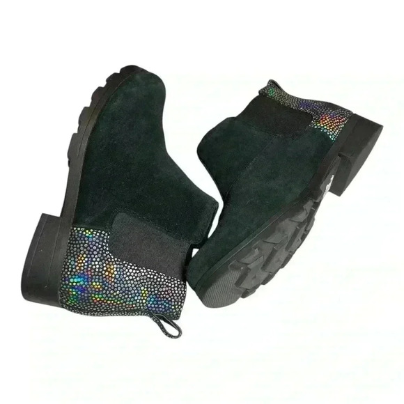 Sorel Women's Black Suede Iridescent Waterproof Booties Size 5 Preowned - Picture 5 of 11